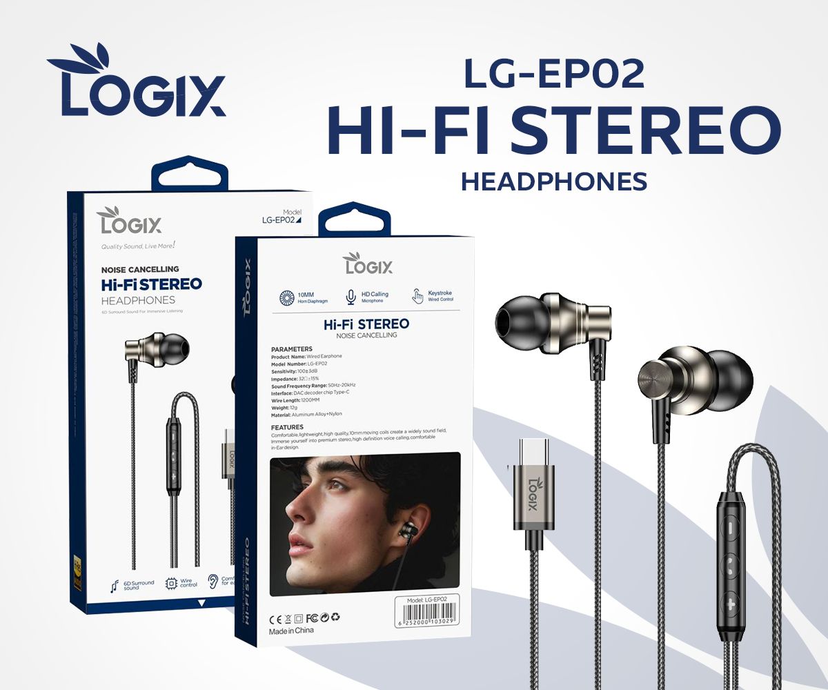 Logix LG-EP02 Hi-Fi Stereo Noise Cancelling Headphones - Logix