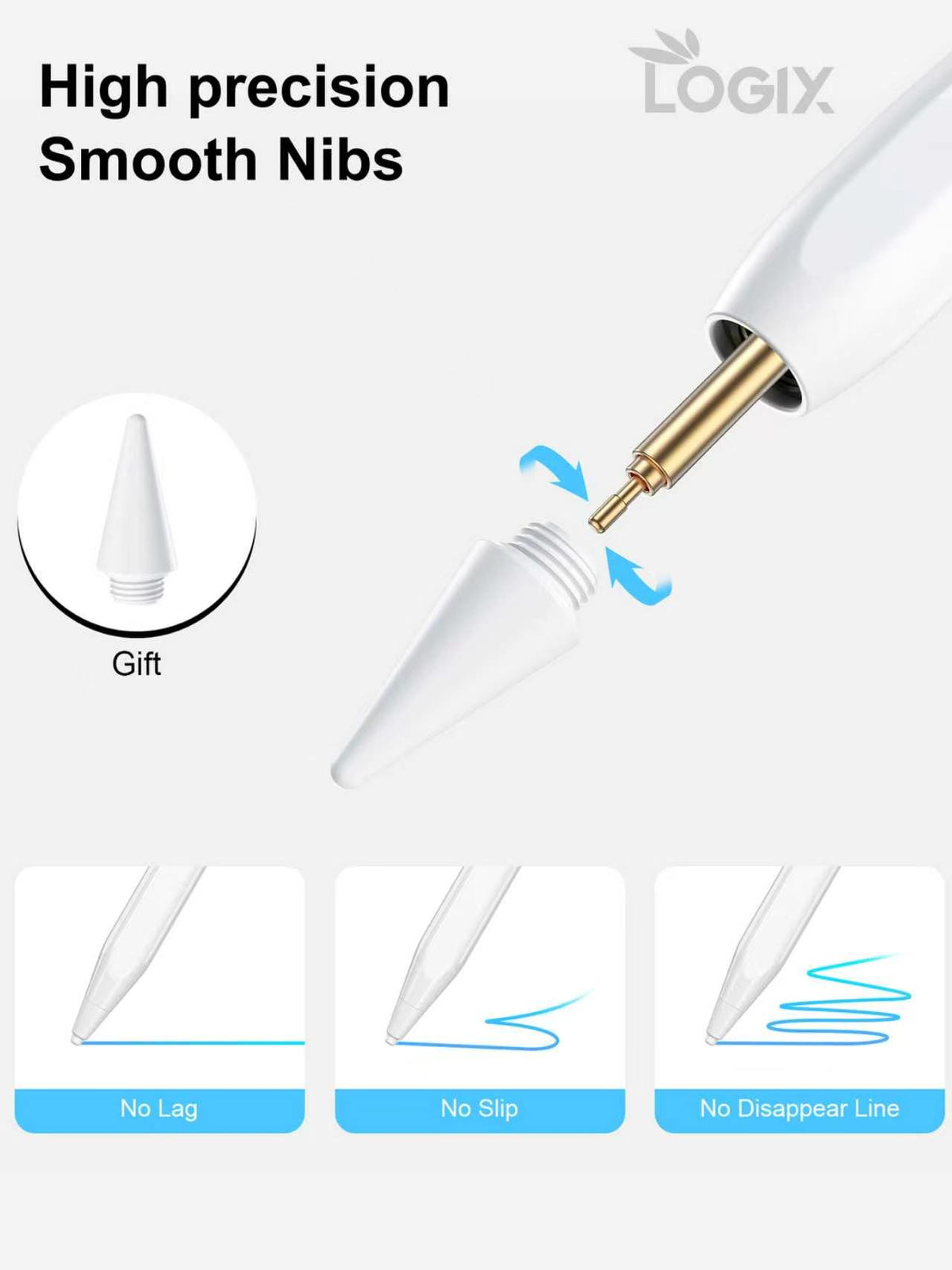 قلم لوجيكس الذكي للأجهزة اللوحية مع خاصية منع لمس اليد (LOGIX Smart Stylus Pen with Anti-Palm Rejection