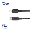 كابل شحن سريع Type-C إلى Lightning 35W PD من Logix LG-CB01 (نايلون مضفر – أسود)